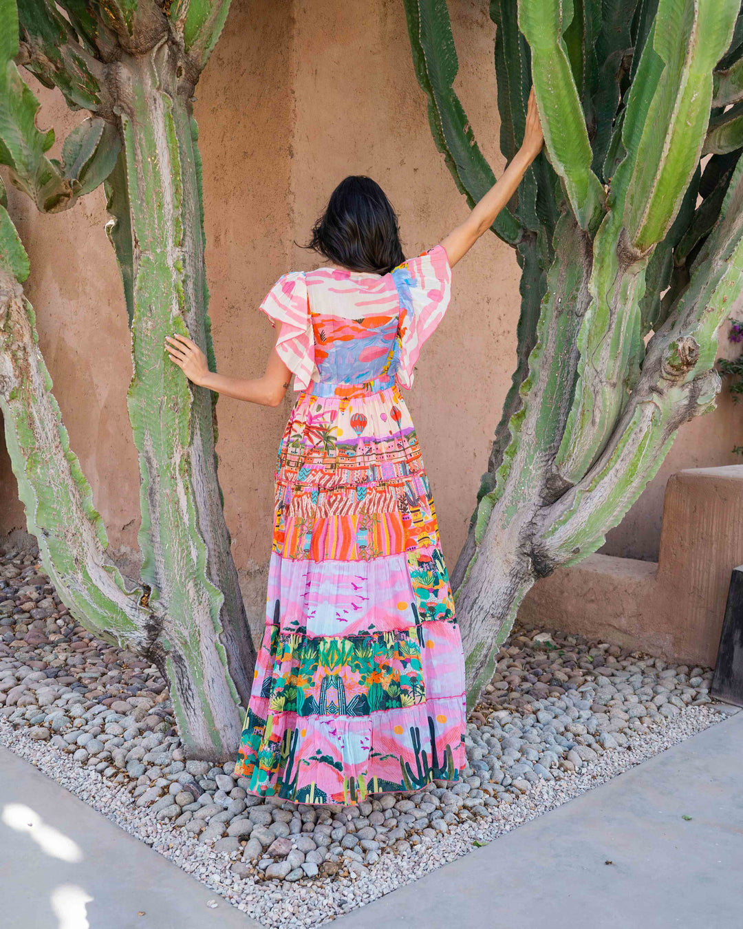 Robe Longue Décolleté V Froncé Hilton - Taille unique 34-38