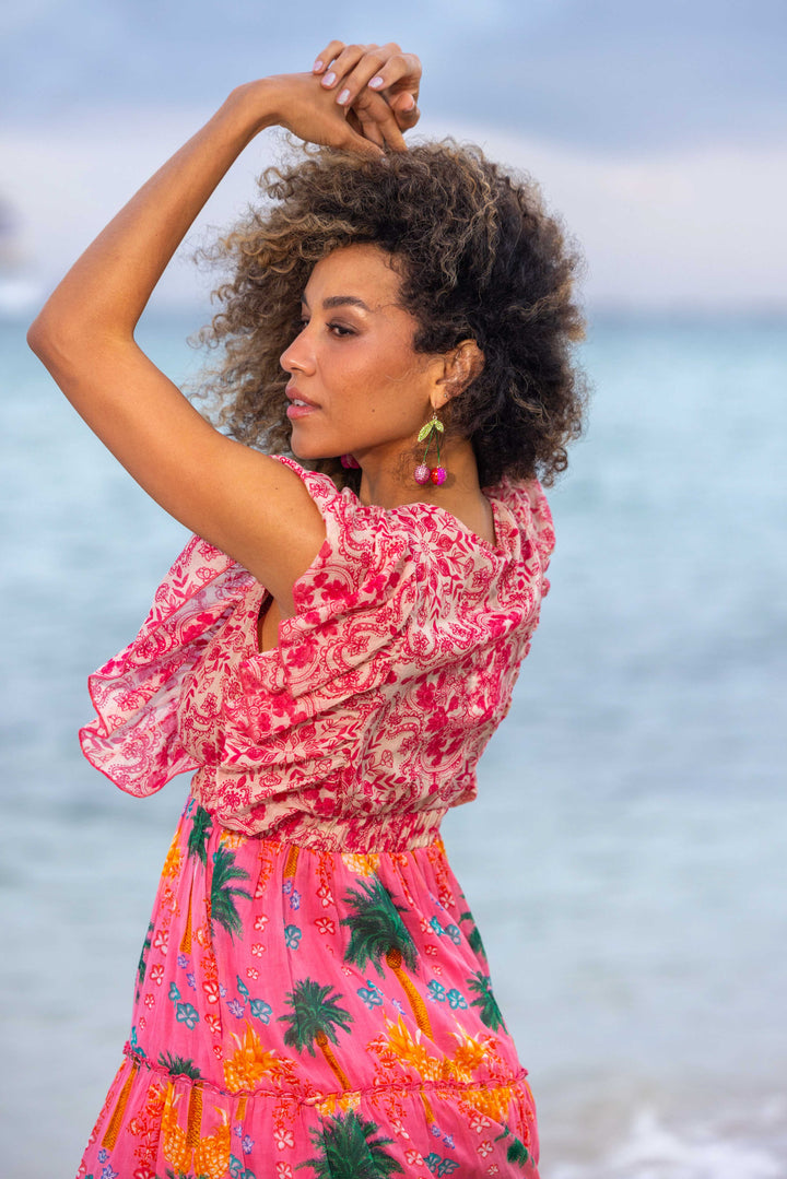 Robe Longue Décolleté V Froncé Hilton - Taille unique 34-38