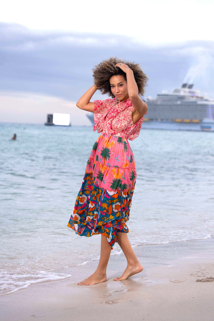 Robe Longue Décolleté V Froncé Hilton - Taille unique 34-38