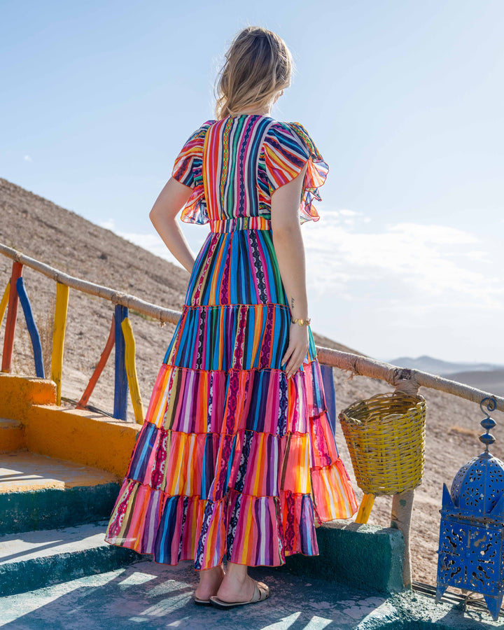 Robe Longue Décolleté V Froncé Hilton - Taille unique 34-38