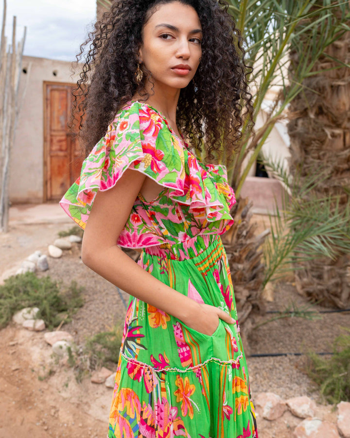 Robe Longue Décolleté V Froncé Hilton - Taille unique 34-38