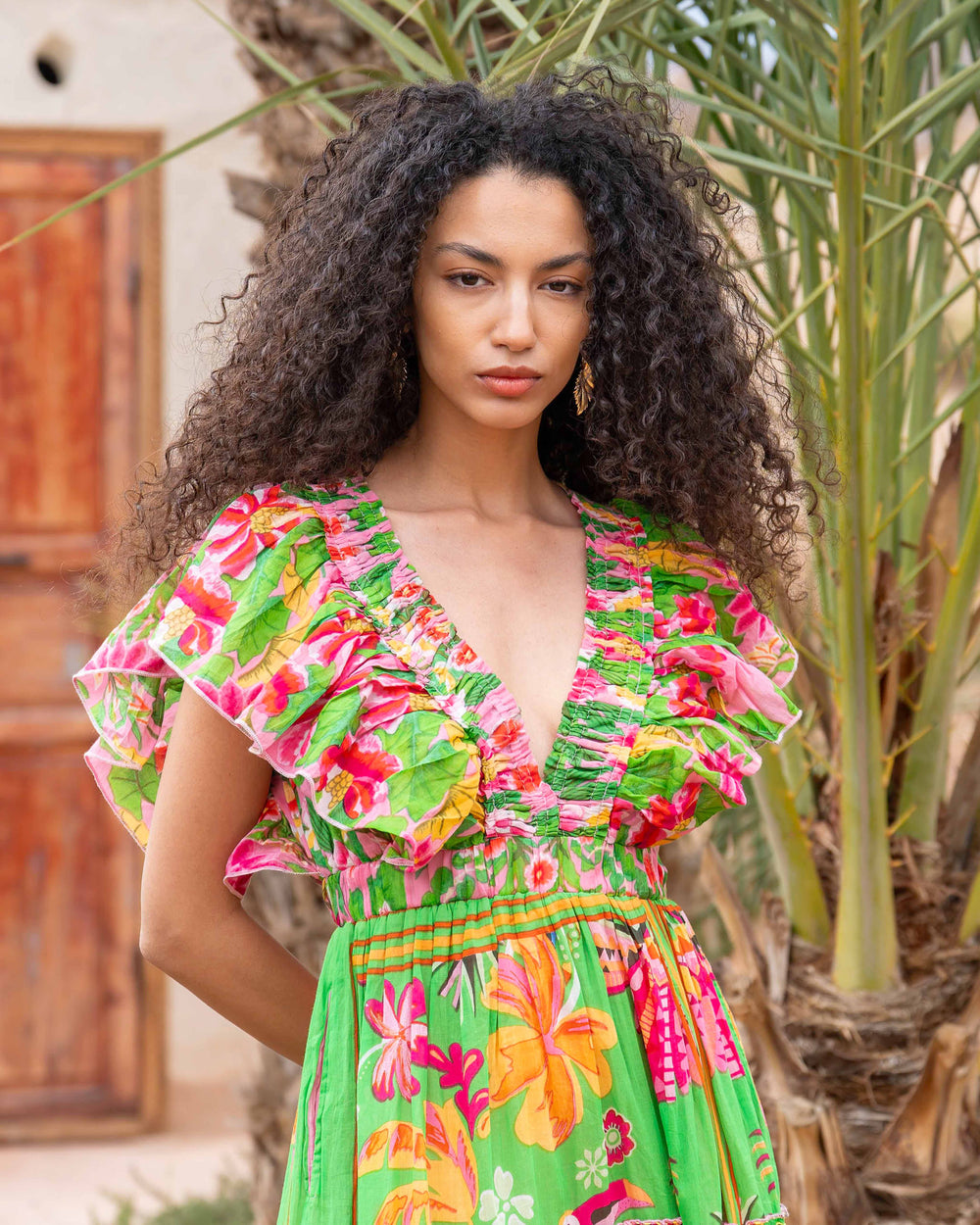 Robe Longue Décolleté V Froncé Hilton - Taille unique 34-38