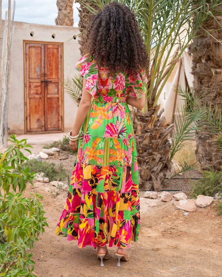 Robe Longue Décolleté V Froncé Hilton - Taille unique 34-38