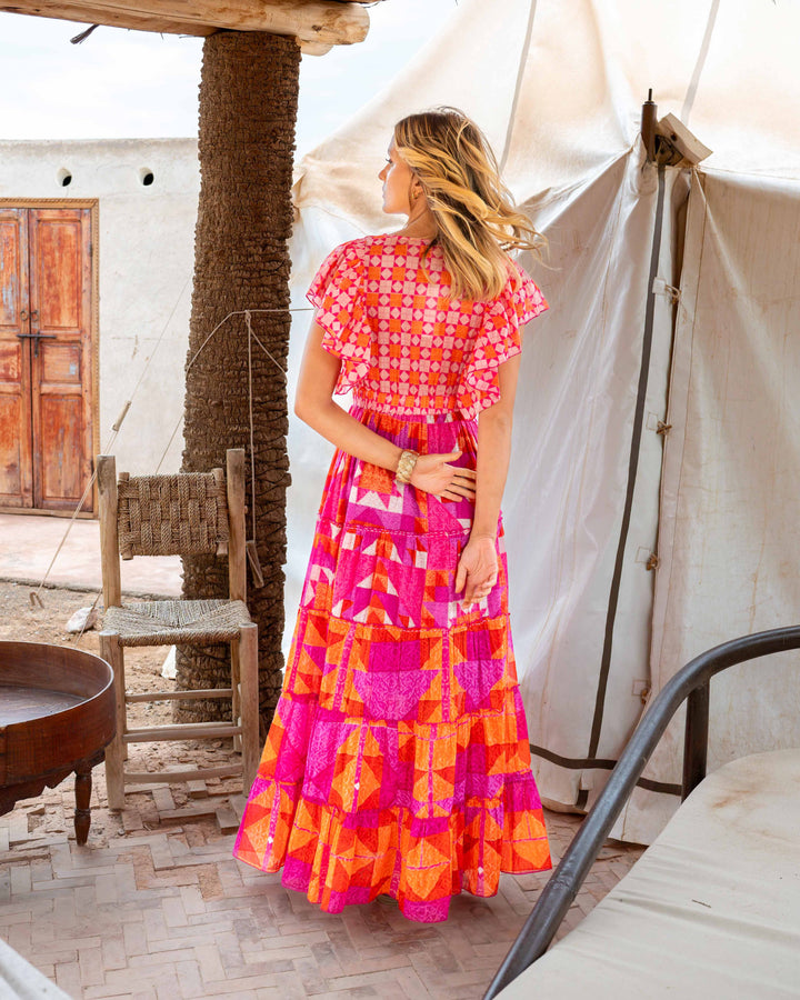 Robe Longue Décolleté V Froncé Hilton - Taille unique 34-38