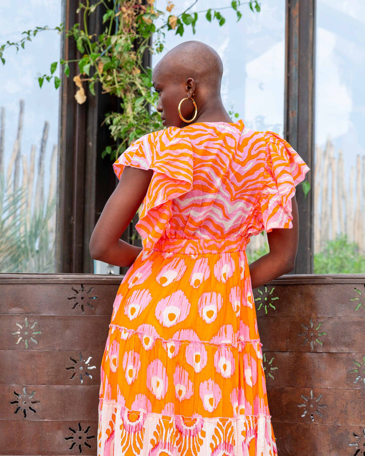 Robe Longue Décolleté V Froncé Hilton - Taille unique 34-38