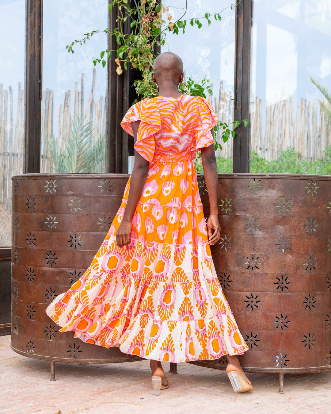 Robe Longue Décolleté V Froncé Hilton - Taille unique 34-38