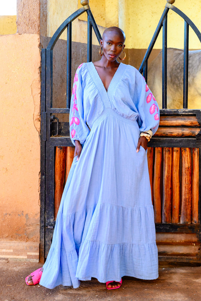 Robe longue Détails brodés Moana - Taille unique: 36 au 42
