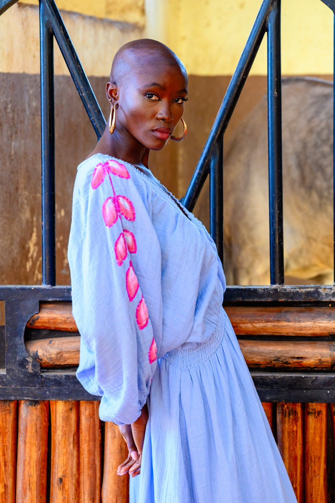Robe longue Détails brodés Moana - Taille unique: 36 au 42