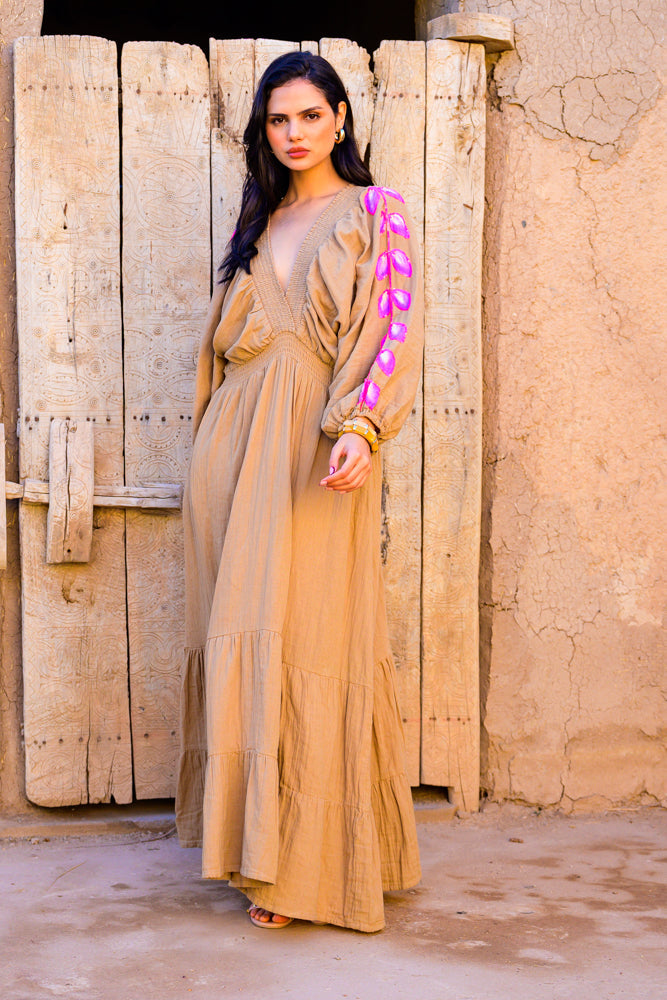 Robe longue Détails brodés Moana - Taille unique: 36 au 42