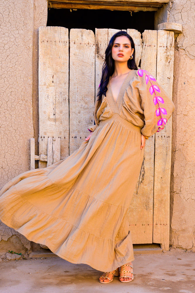 Robe longue Détails brodés Moana - Taille unique: 36 au 42