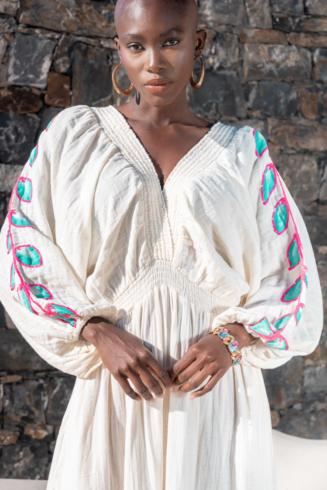 Robe longue Détails brodés Moana - Taille unique: 36 au 42