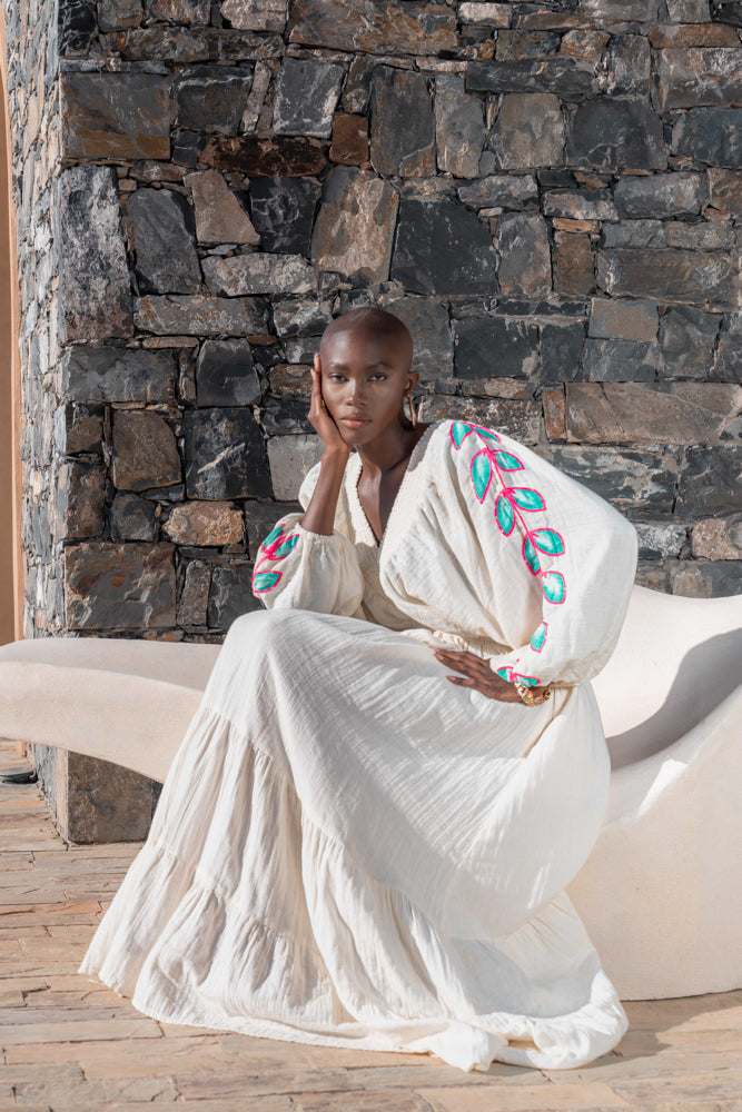 Robe longue Détails brodés Moana - Taille unique: 36 au 42