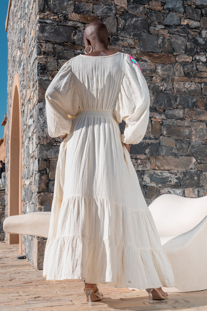Robe longue Détails brodés Moana - Taille unique: 36 au 42