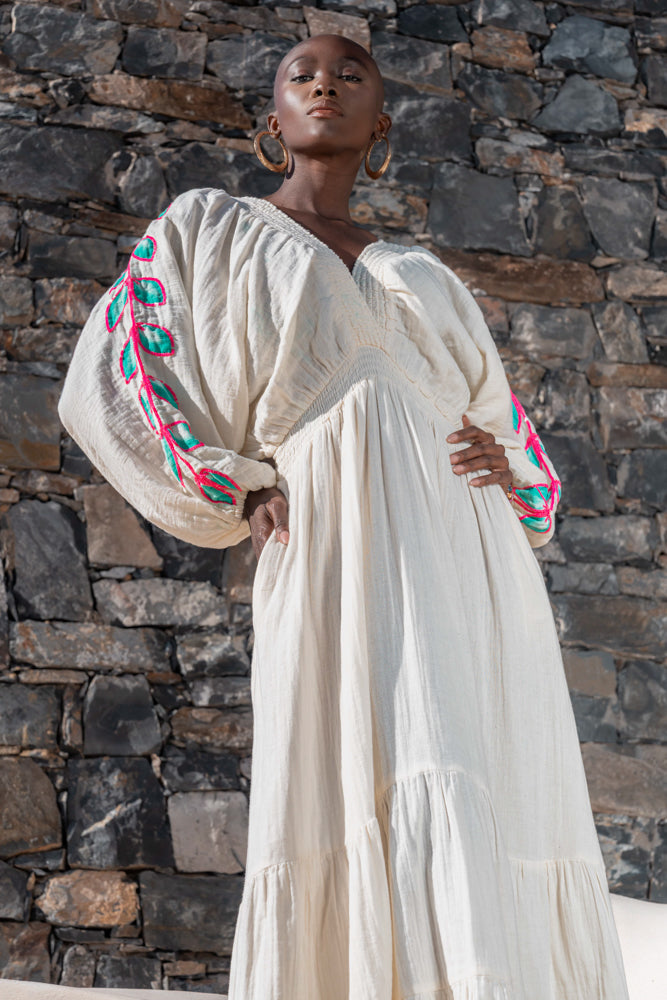 Robe longue Détails brodés Moana - Taille unique: 36 au 42