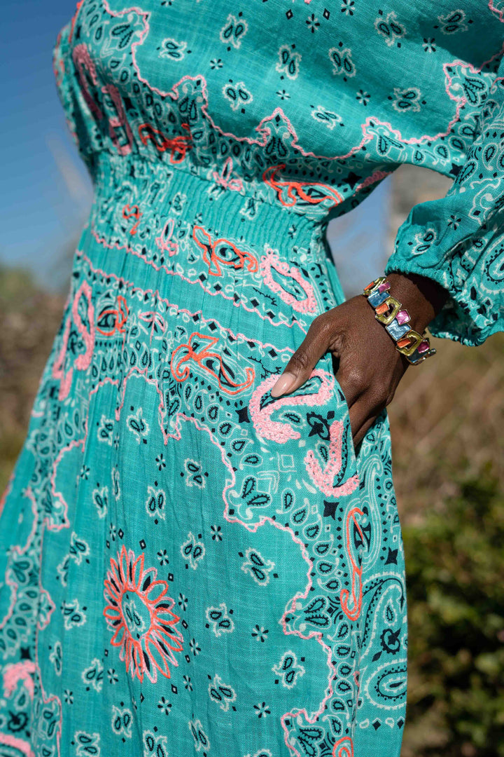 Robe Longue en Lin Col V Beky - Taille unique 36-42