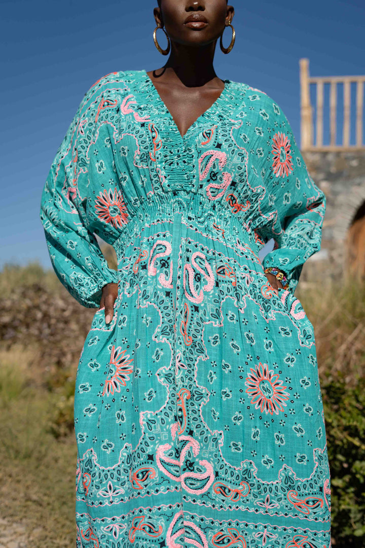 Robe Longue en Lin Col V Beky - Taille unique 36-42