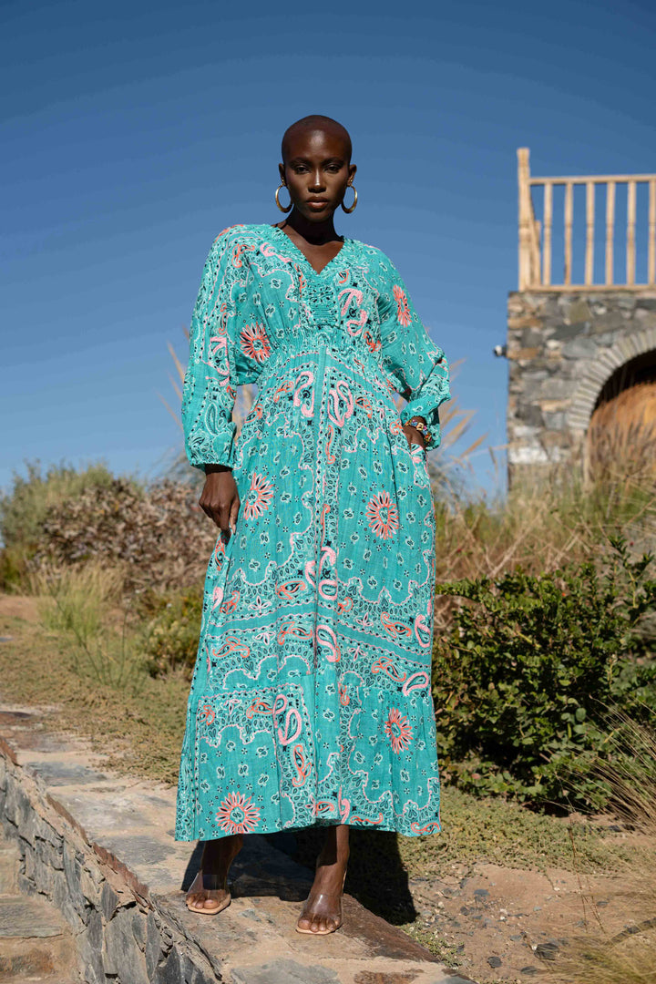 Robe Longue en Lin Col V Beky - Taille unique 36-42