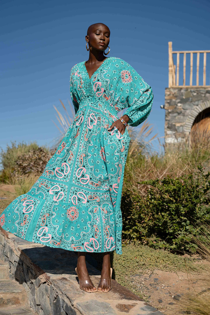 Robe Longue en Lin Col V Beky - Taille unique 36-42