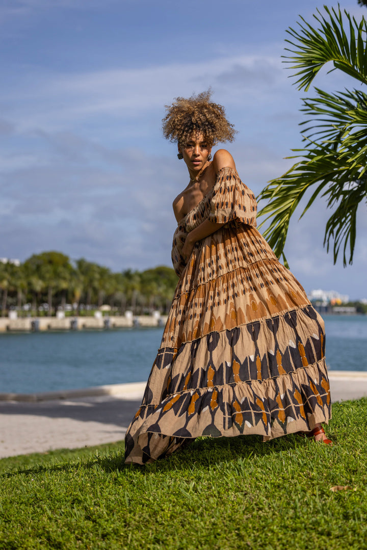 Robe Longue Encolure Bardot Riona - Taille unique 36-50