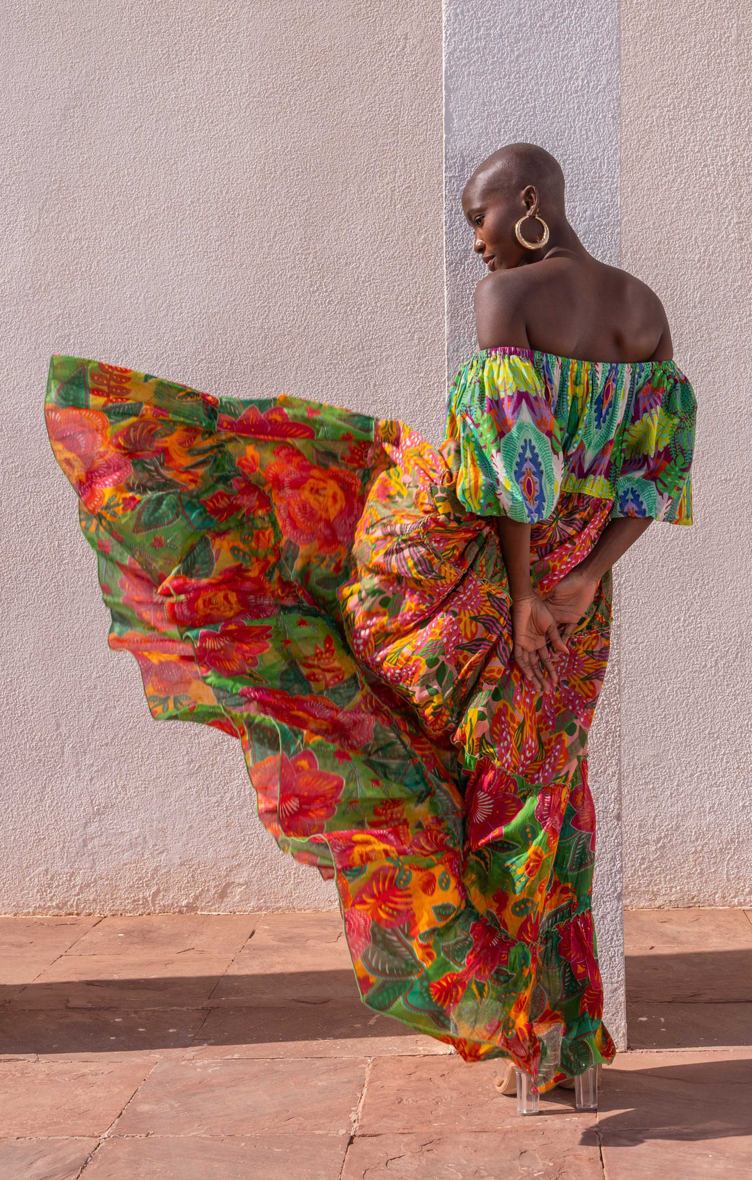 Robe Longue Encolure Bardot Riona - Taille unique 36-50