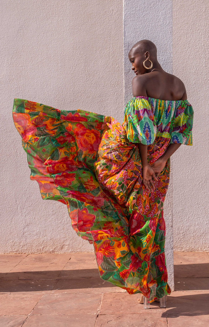 Robe Longue Encolure Bardot Riona - Taille unique 36-50