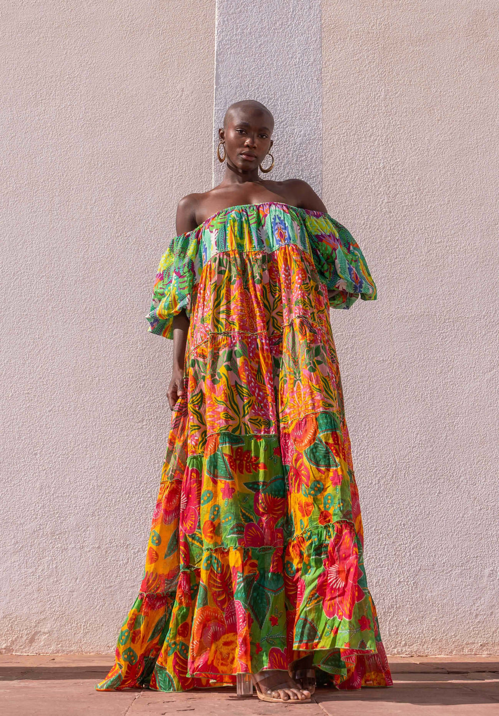 Robe Longue Encolure Bardot Riona - Taille unique 36-50