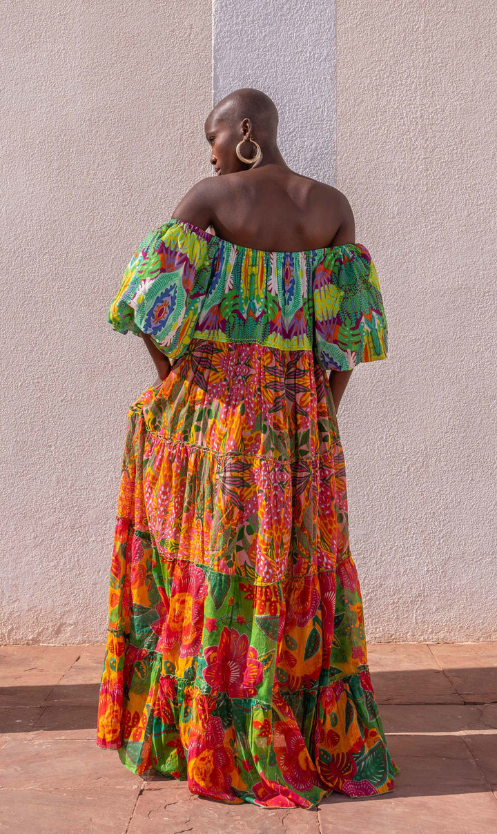 Robe Longue Encolure Bardot Riona - Taille unique 36-50