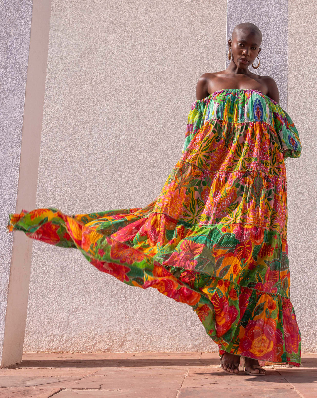 Robe Longue Encolure Bardot Riona - Taille unique 36-50