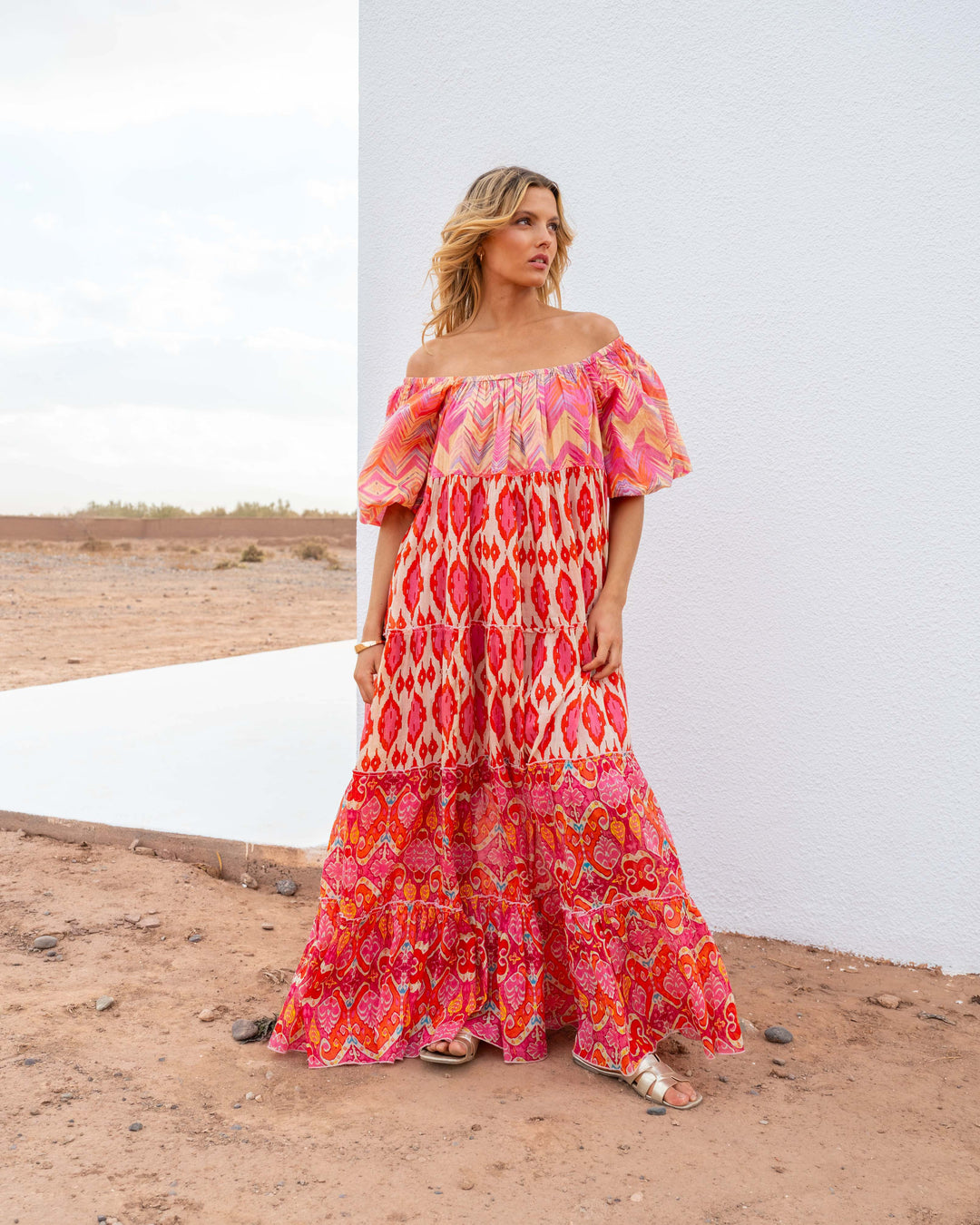 Robe Longue Encolure Bardot Riona - Taille unique 36-50