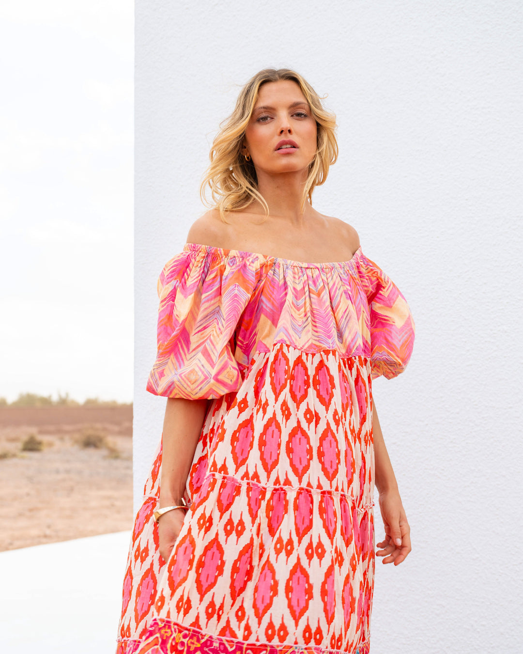 Robe Longue Encolure Bardot Riona - Taille unique 36-50