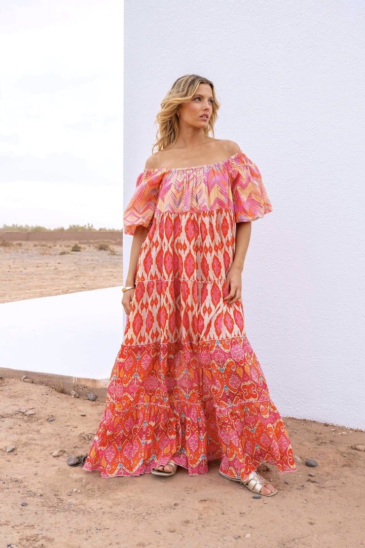 Robe Longue Encolure Bardot Riona - Taille unique 36-50