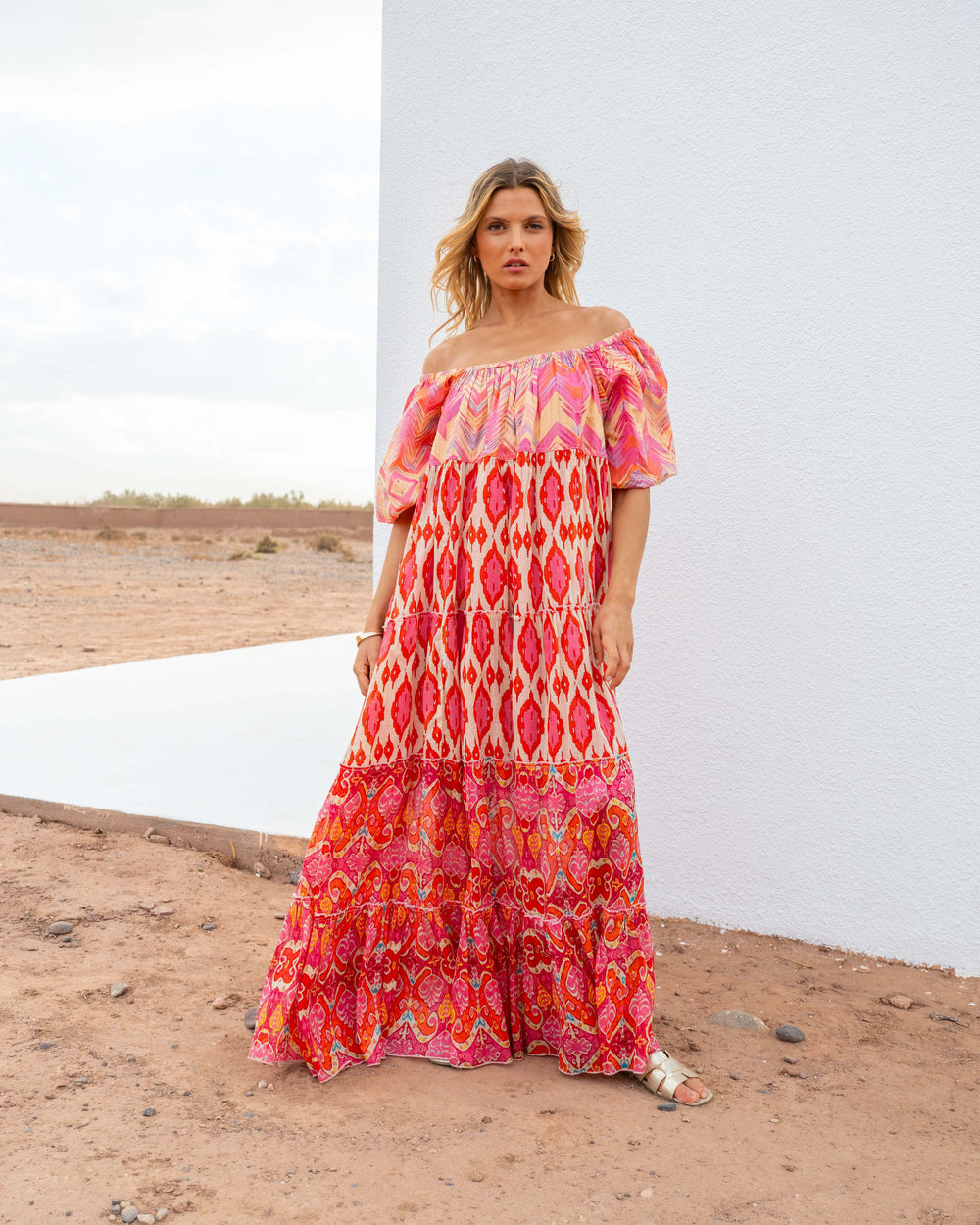 Robe Longue Encolure Bardot Riona - Taille unique 36-50