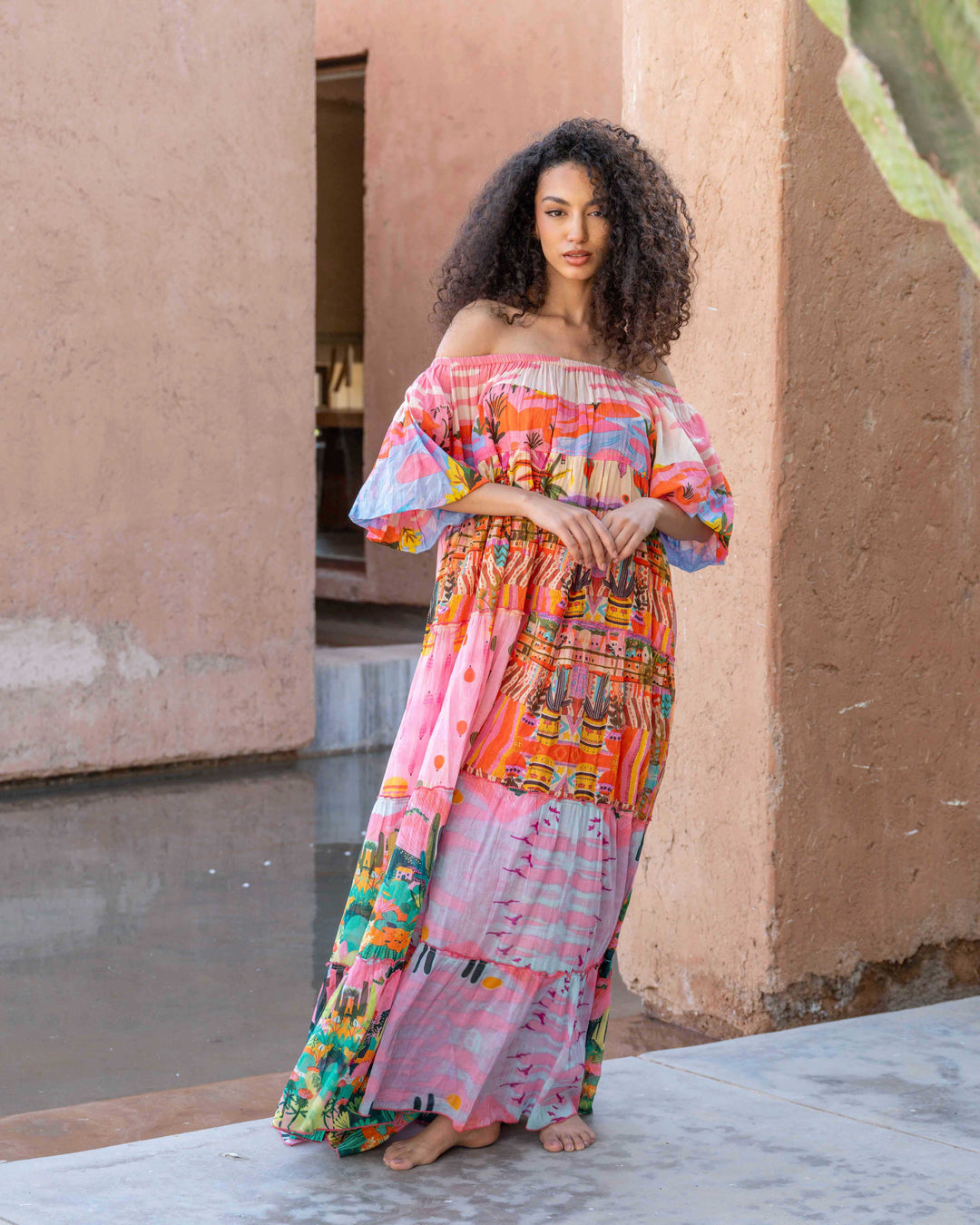 Robe Longue Encolure Bardot Riona - Taille unique 36-50