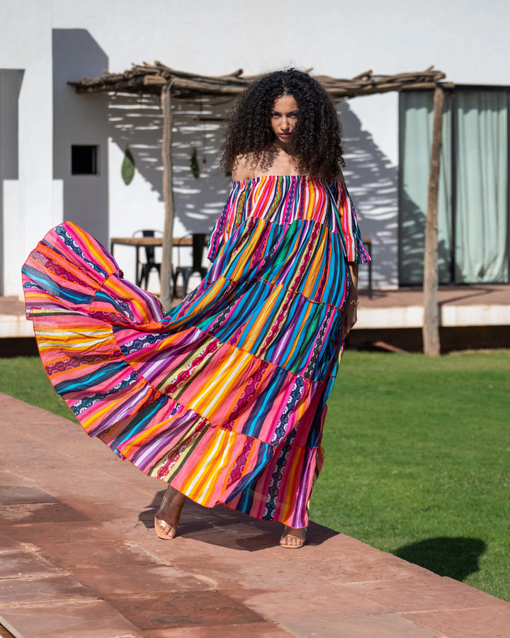 Robe Longue Encolure Bardot Riona - Taille unique 36-50