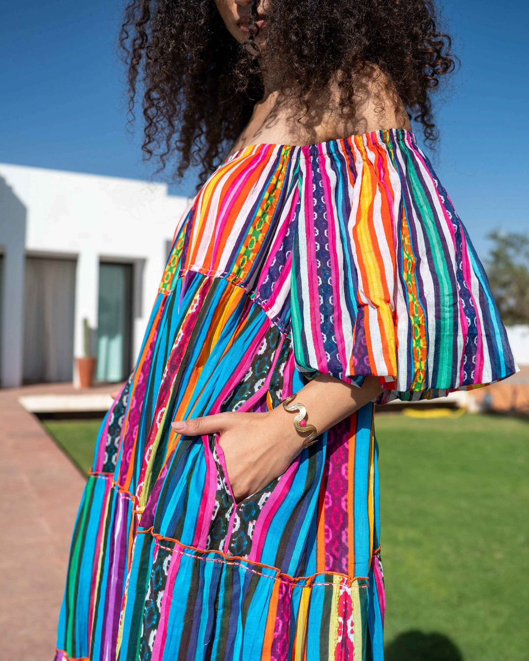 Robe Longue Encolure Bardot Riona - Taille unique 36-50