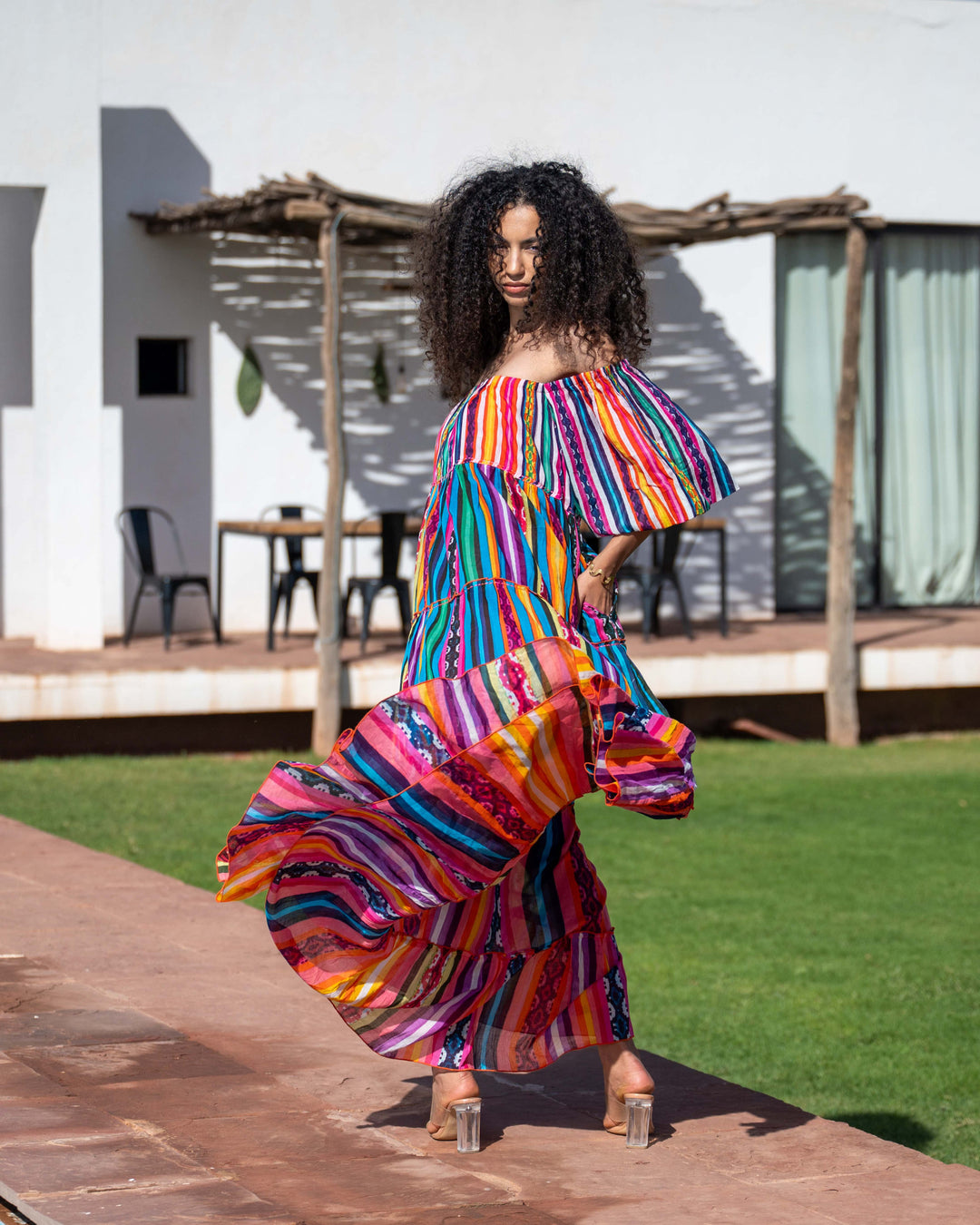 Robe Longue Encolure Bardot Riona - Taille unique 36-50