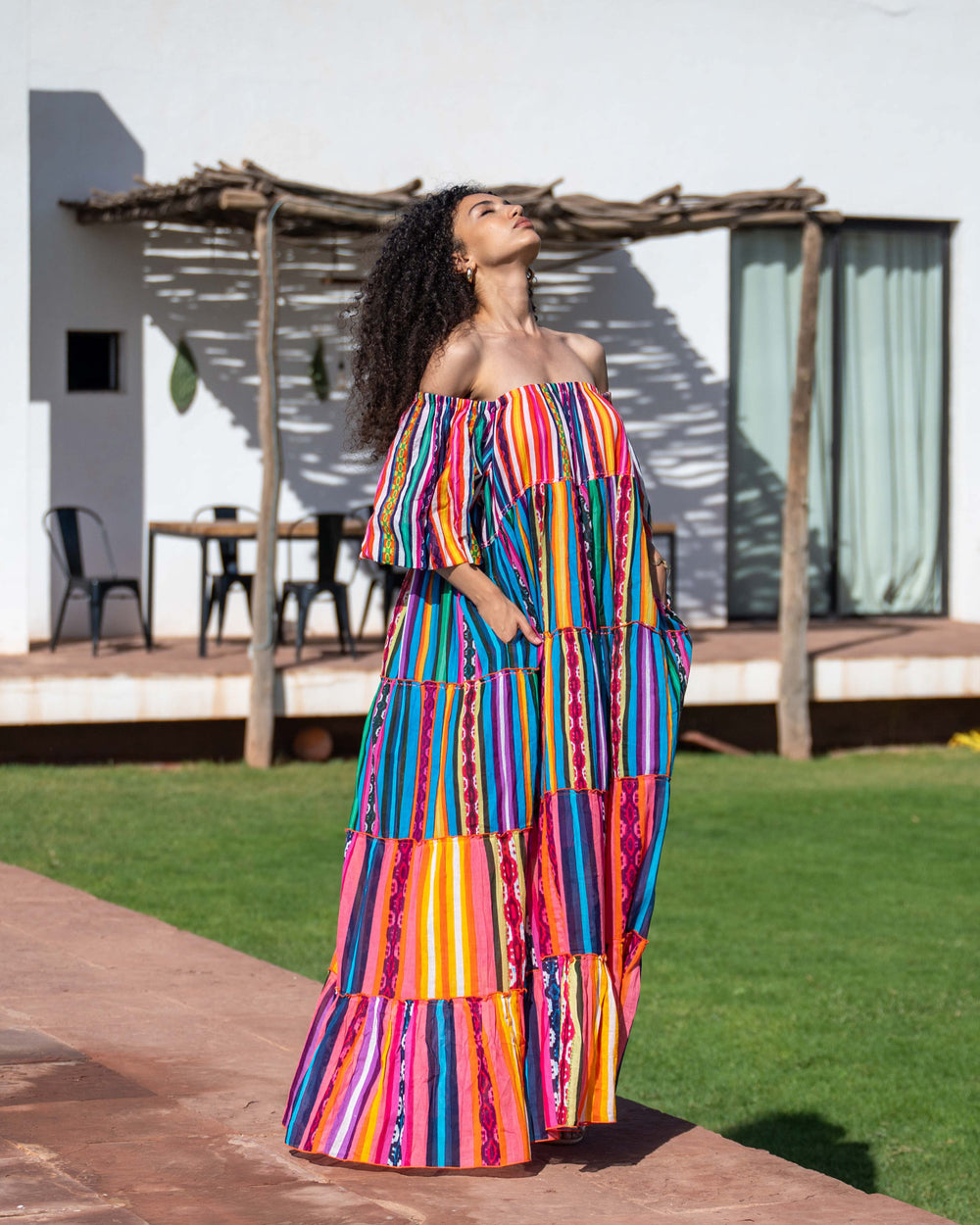 Robe Longue Encolure Bardot Riona - Taille unique 36-50