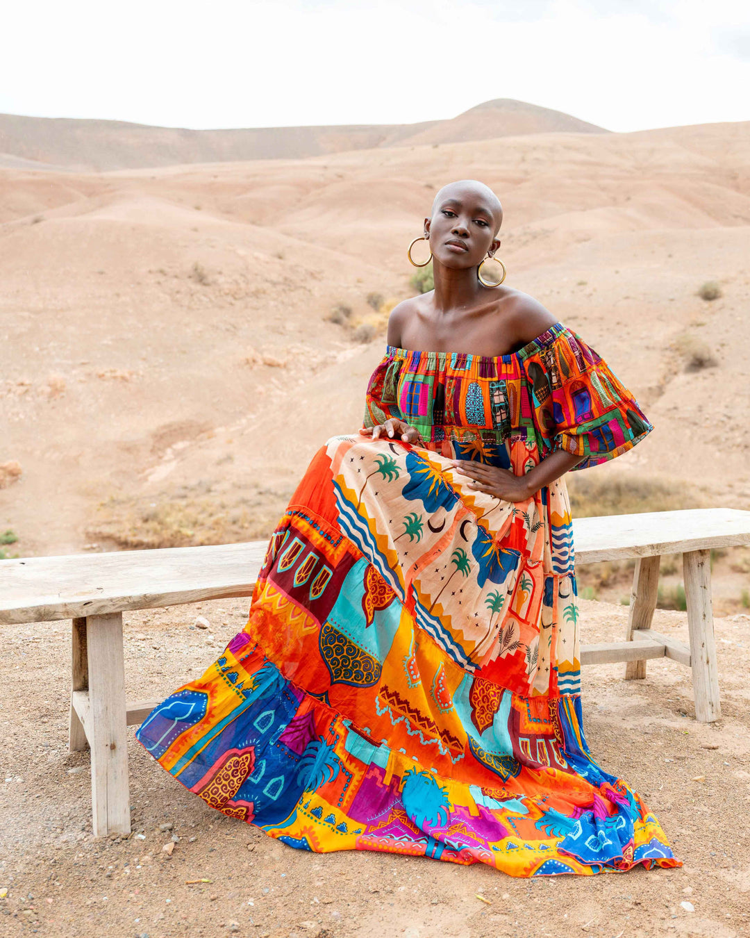 Robe Longue Encolure Bardot Riona - Taille unique 36-50