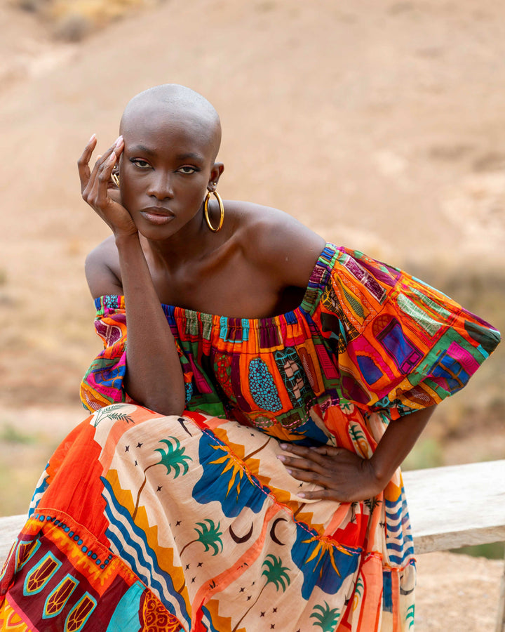 Robe Longue Encolure Bardot Riona - Taille unique 36-50