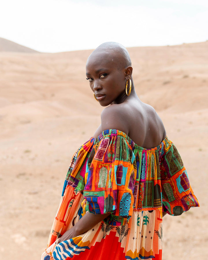 Robe Longue Encolure Bardot Riona - Taille unique 36-50