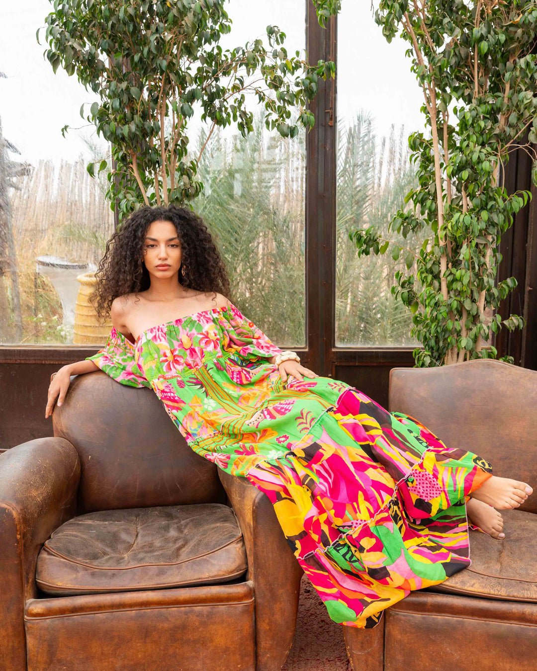 Robe Longue Encolure Bardot Riona - Taille unique 36-50