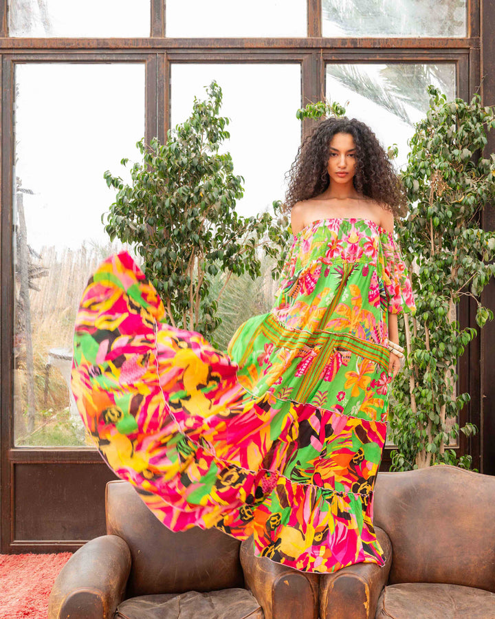 Robe Longue Encolure Bardot Riona - Taille unique 36-50