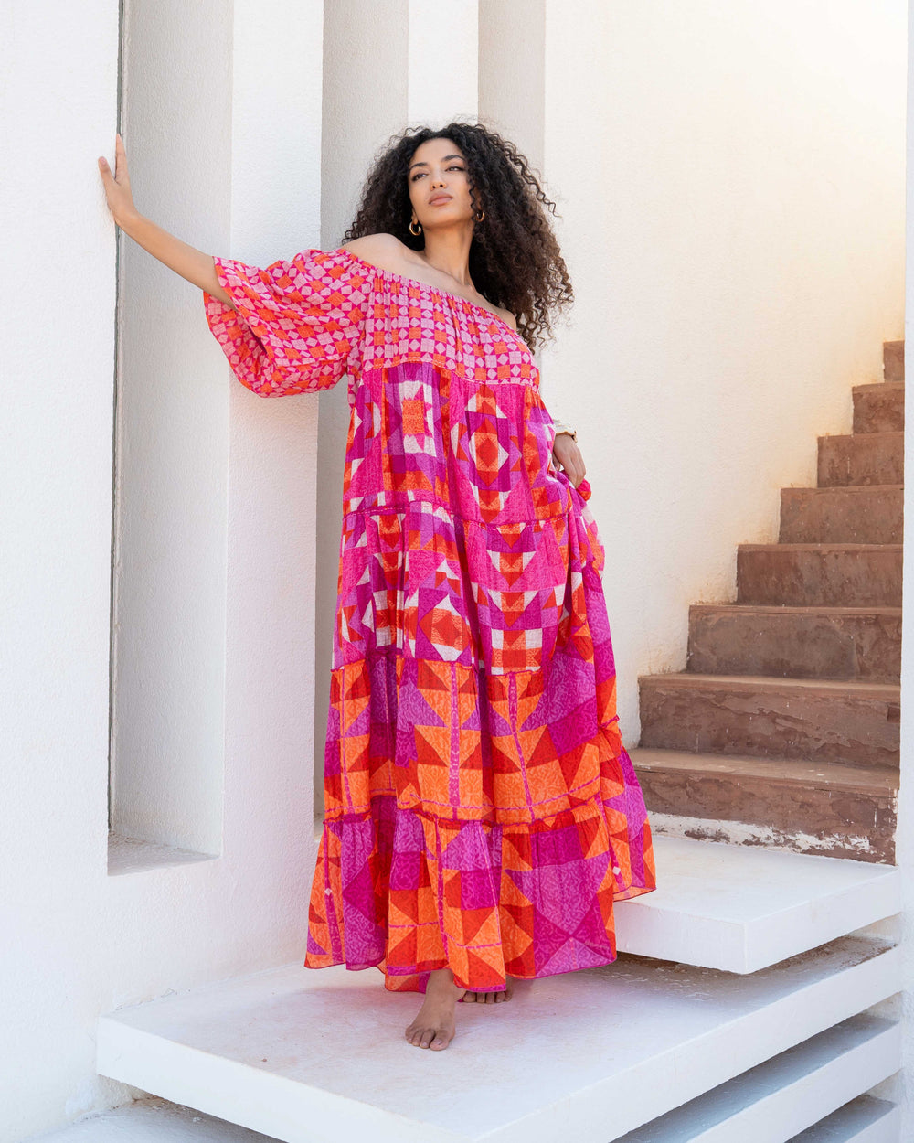 Robe Longue Encolure Bardot Riona - Taille unique 36-50