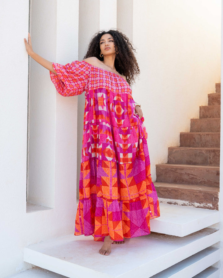 Robe Longue Encolure Bardot Riona - Taille unique 36-50