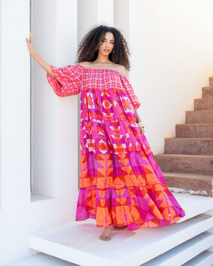 Robe Longue Encolure Bardot Riona - Taille unique 36-50