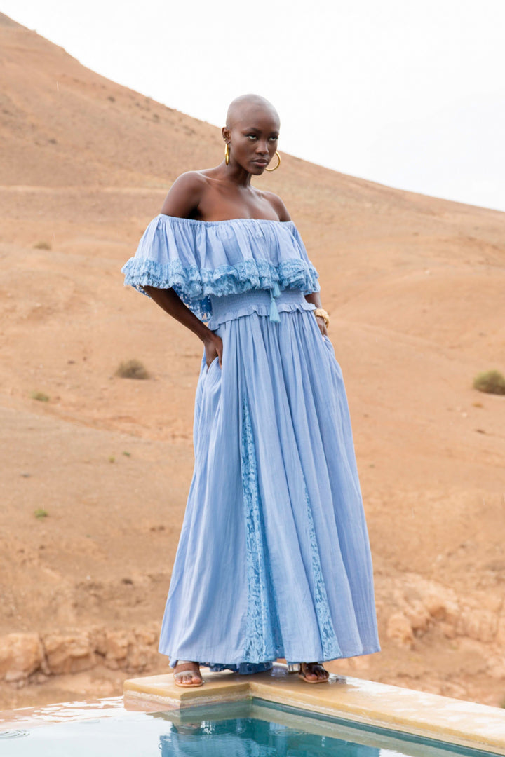 Robe Longue Épaules Dénudées Notche - Taille unique 36-44