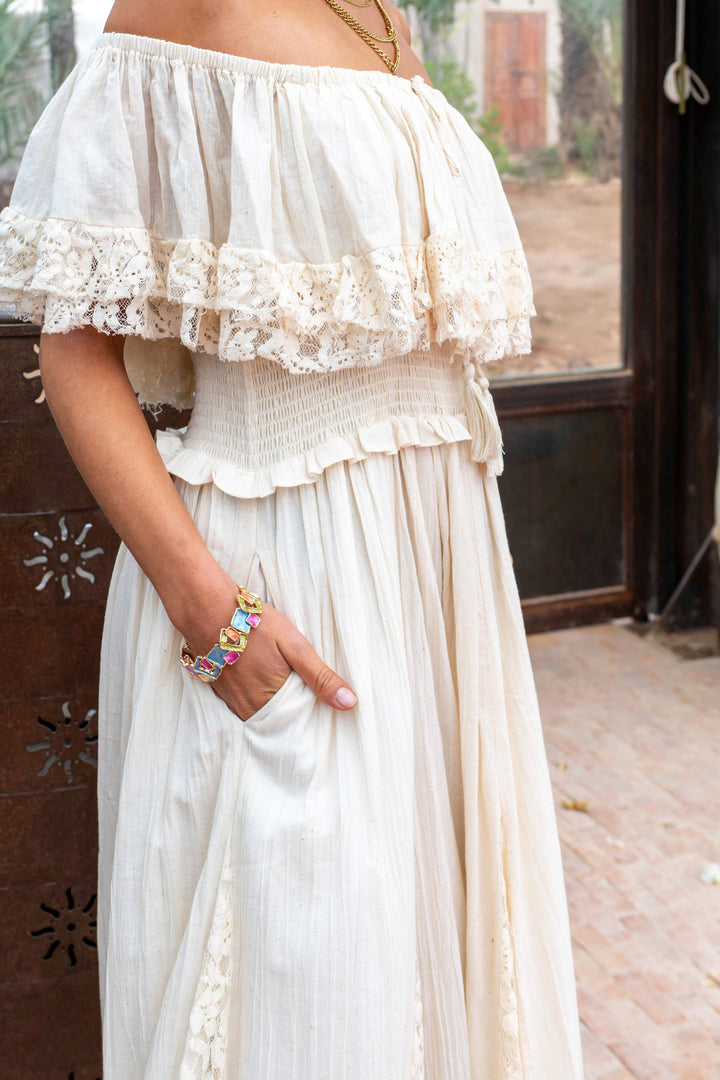 Robe Longue Épaules Dénudées Notche - Taille unique 36-44