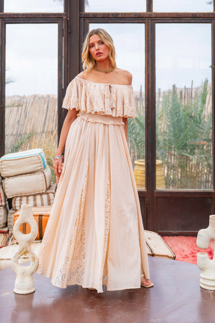 Robe Longue Épaules Dénudées Notche - Taille unique 36-44