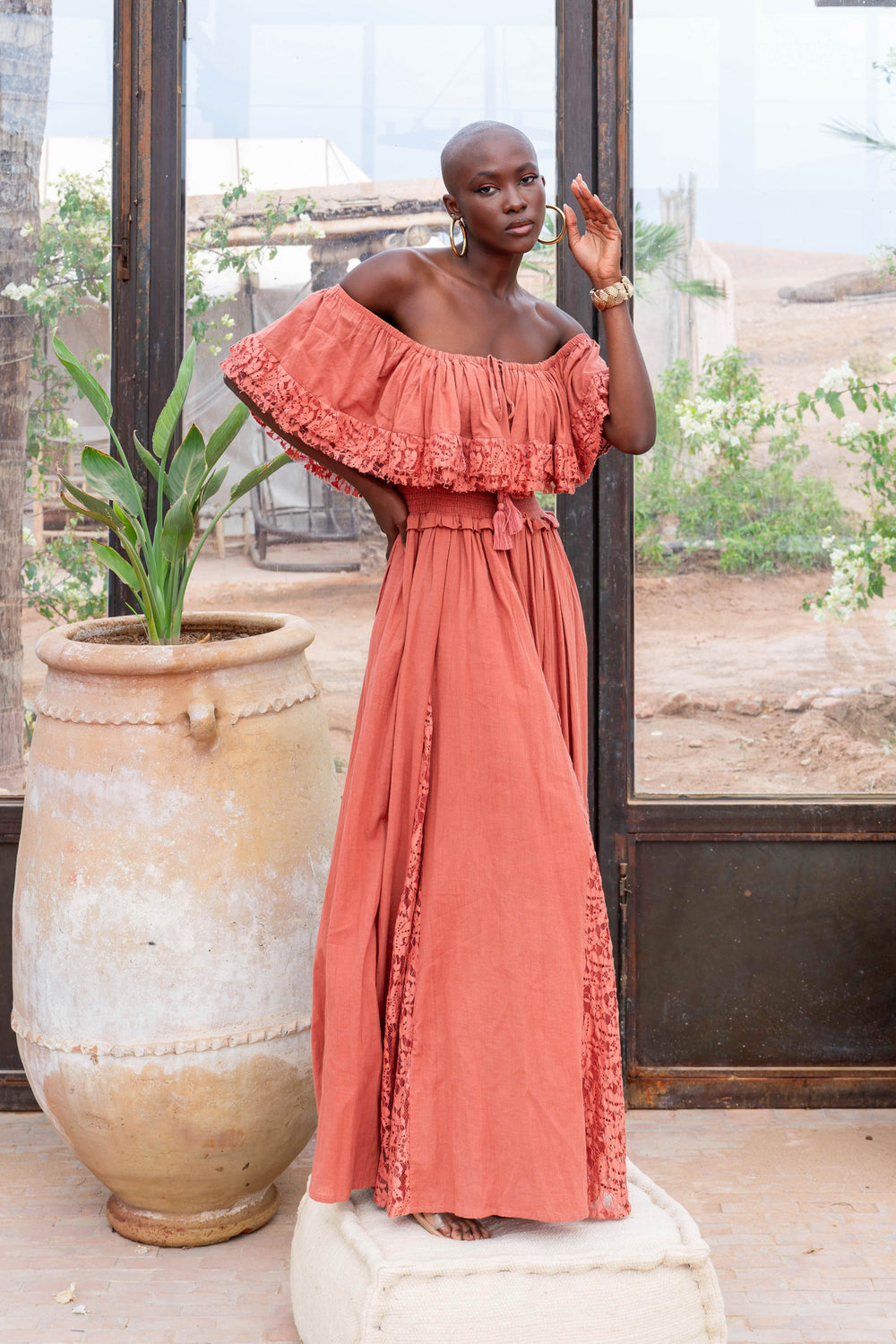 Robe Longue Épaules Dénudées Notche - Taille unique 36-44