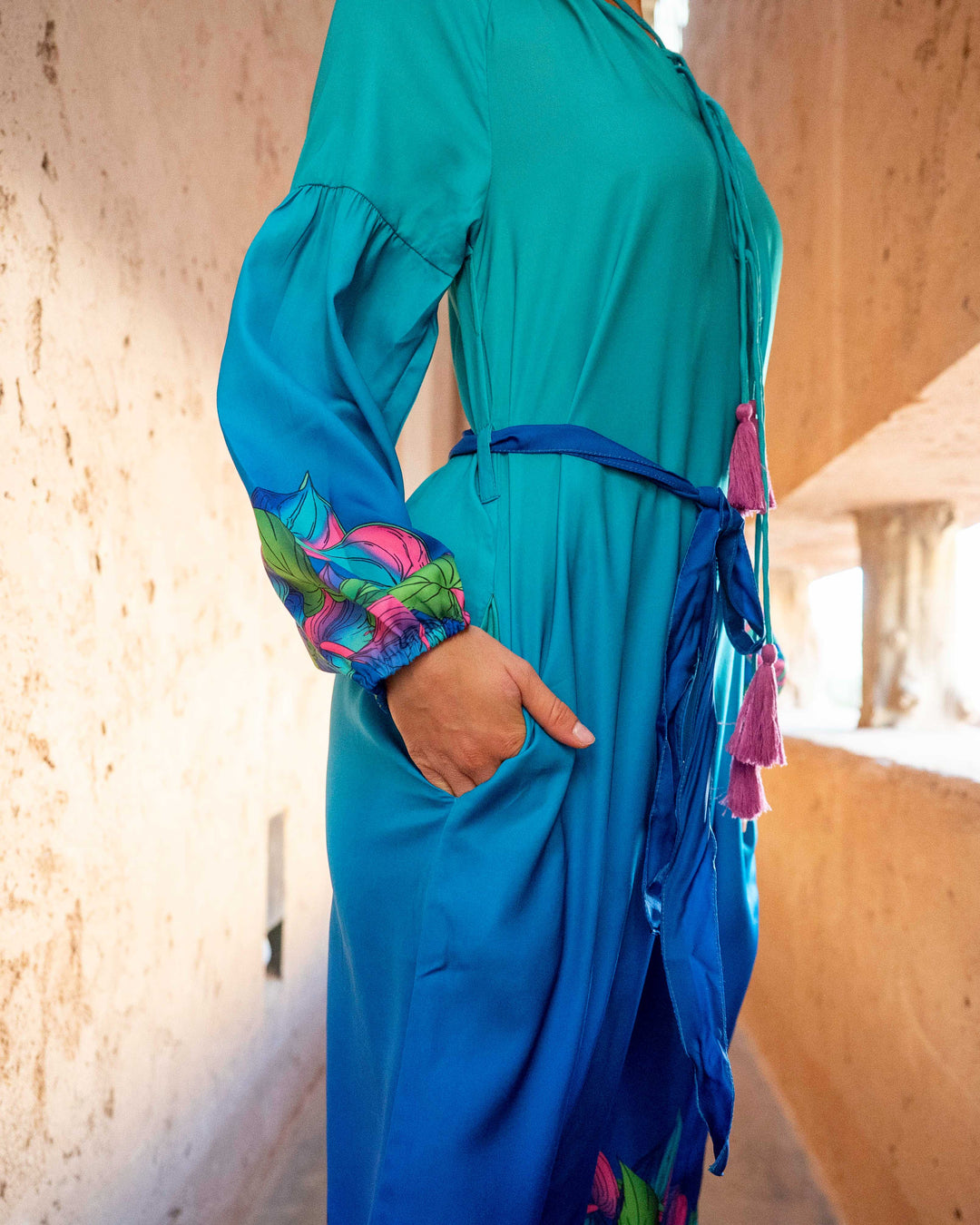 Robe Longue Fluide à Liens Somba - Robes